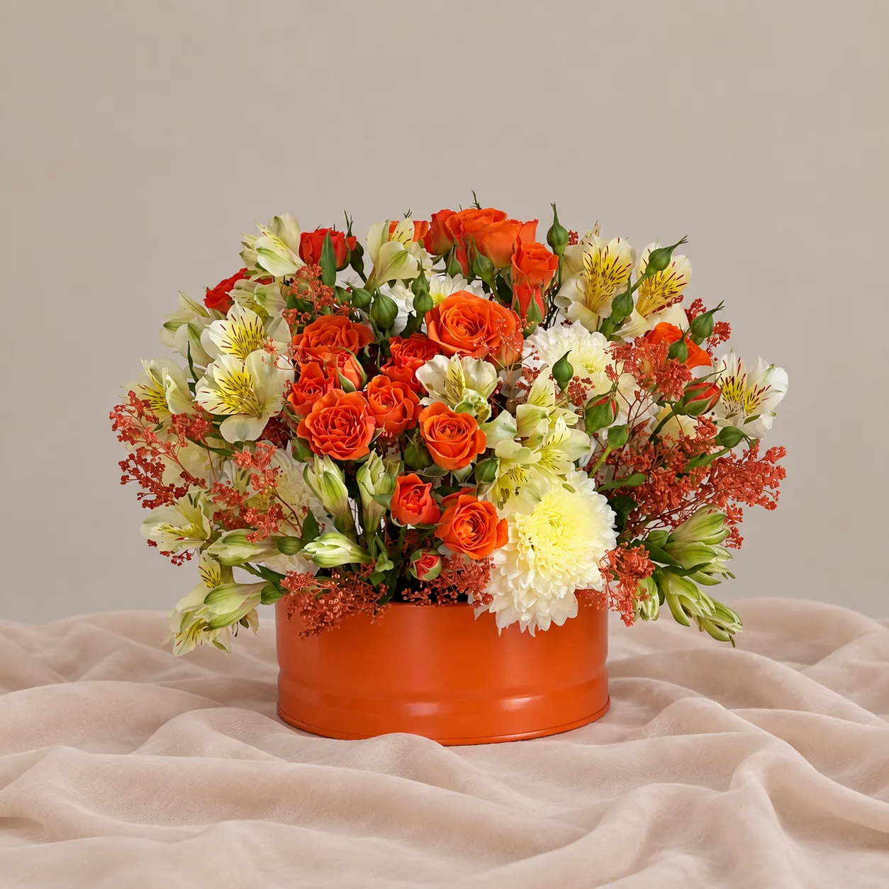 باکس گل نارنجی فلزی کوچک