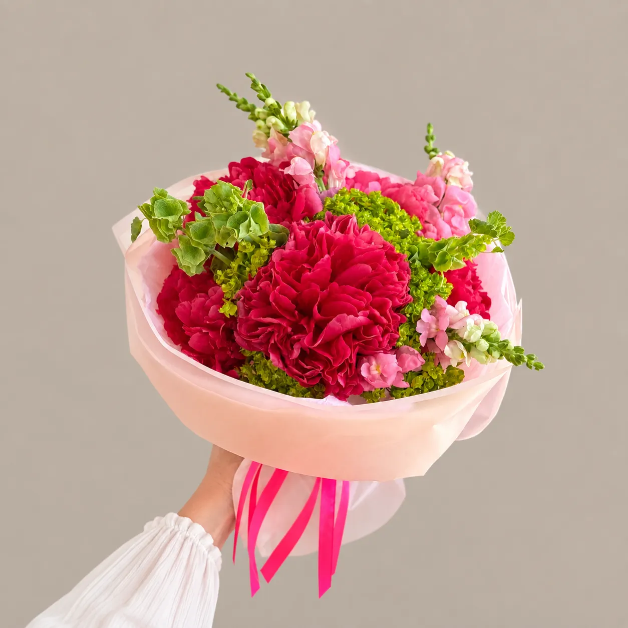دسته گل پیونی قرمز