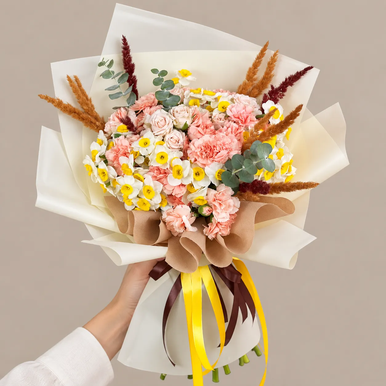 دسته گل نرگس و میخک