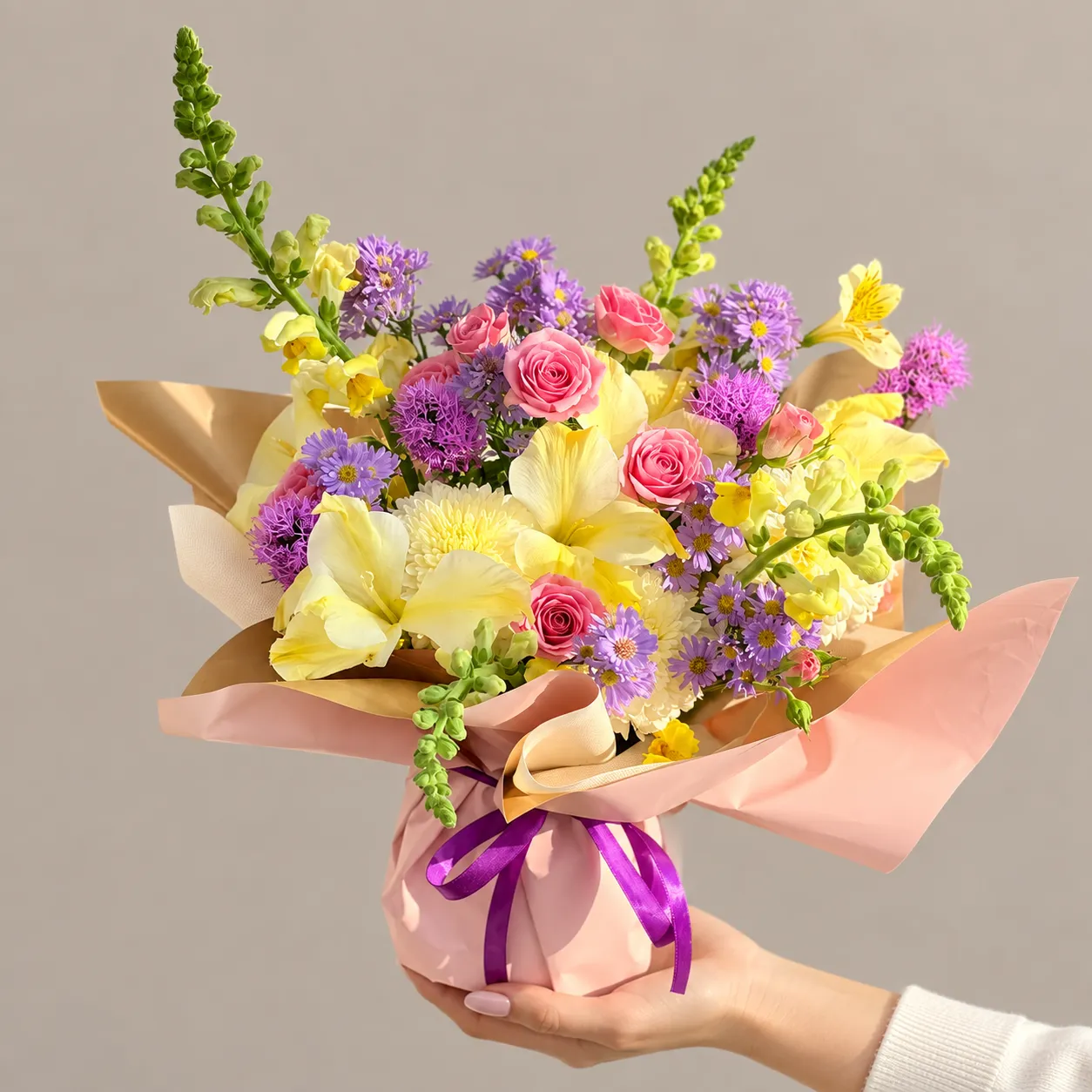 دسته گل ایستاده زرد