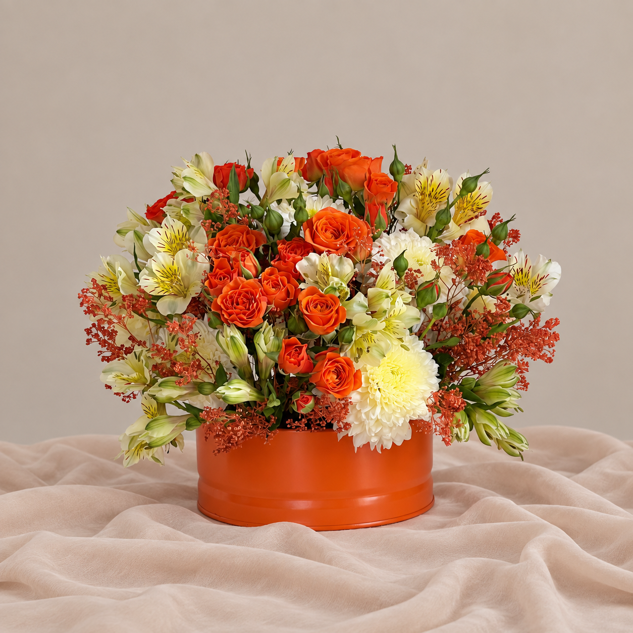 باکس گل نارنجی فلزی کوچک